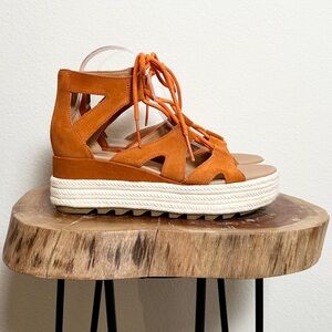 NWOT Sorel Suede Terracotta Platform Espadrille Sandals Size 8